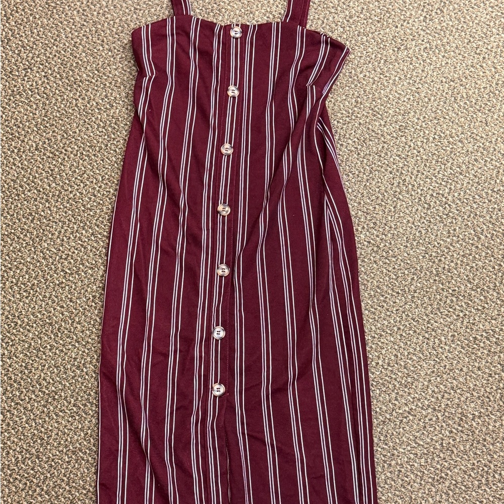 J for Justify Burgundy and White Striped‎ Maxi Dress